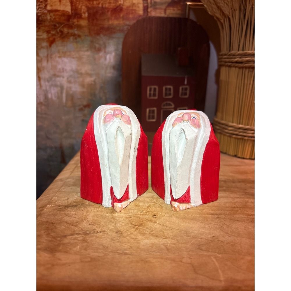 Department 56 Santa Claus Figurines Set 2 Red White Folk Art Christmas Decor